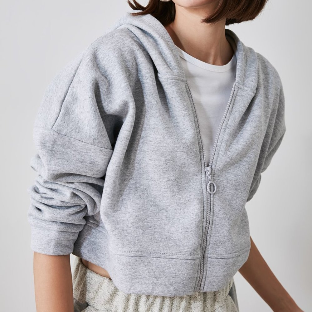 Cropped Pullover Hoodie Women Fleece Sweatshirt